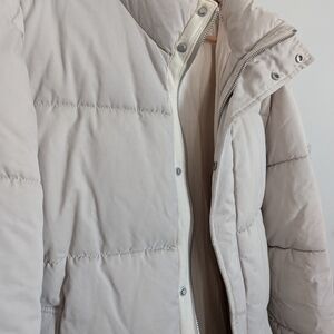 Zara - Cream/White Puffer Jacket - Large